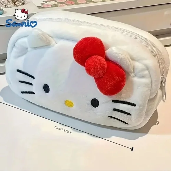 NEW| Sanrio Anime Hello Kitty Plush Large Capacity Cute Pencil Case - Picture 8 of 8